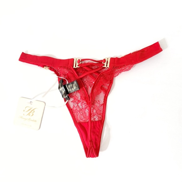 HONEY BIRDETTE TESSA RED LACE THONG UNDIES - Picture 2 of 8